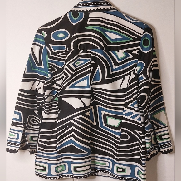 Linda Allard Ellen Tracy Bold Print Shirt/Jacket Size 10 Petite - Picture 3 of 6